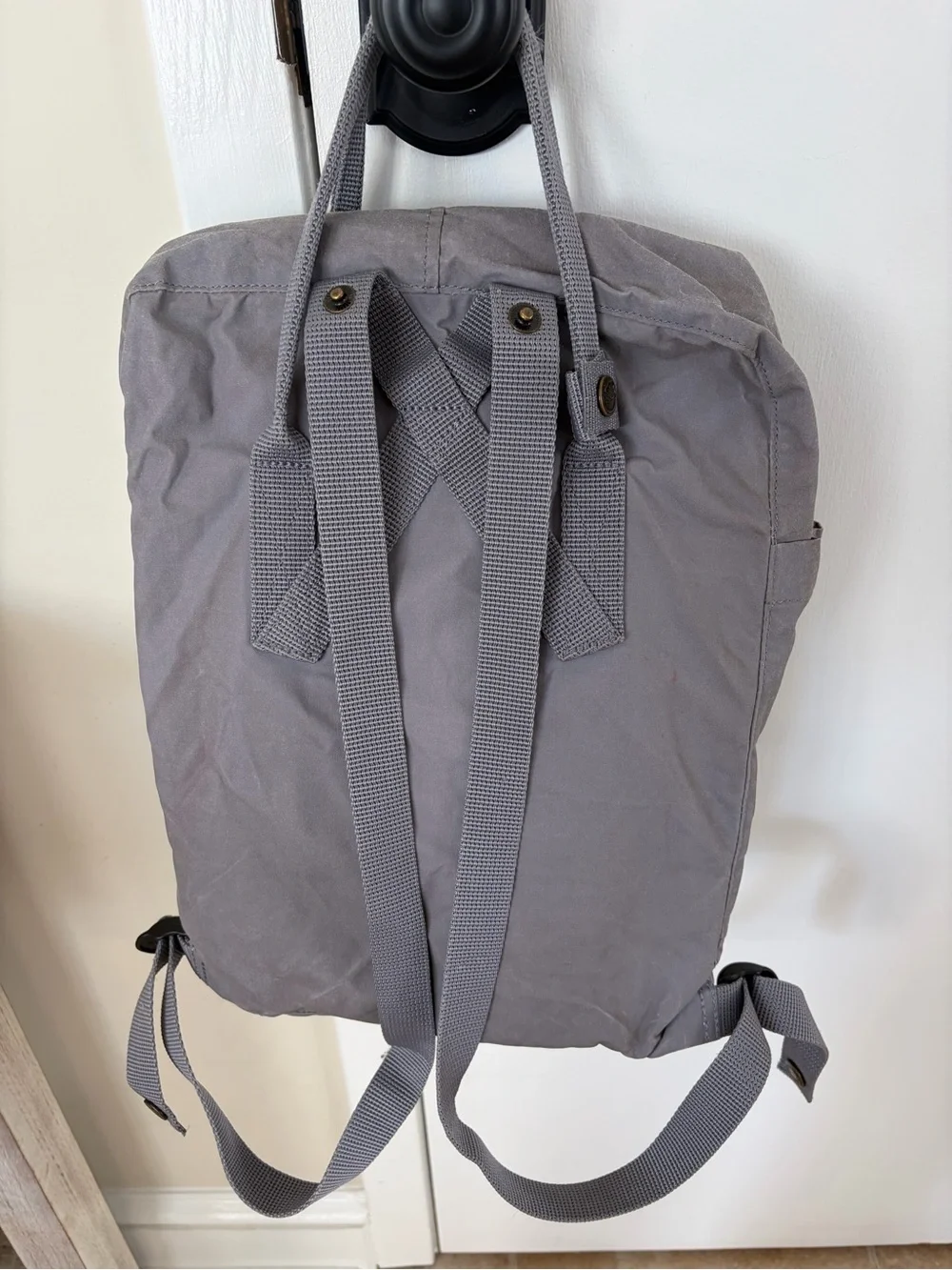 Fjallraven Kanken Backpack in Gray with Red Logo